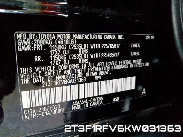 2T3F1RFV6KW031363 фото 2