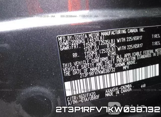 2T3P1RFV7KW038732 фото 10