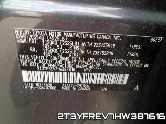 2T3YFREV7HW387616 фото 2