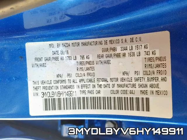3MYDLBYV6HY149911 фото 2
