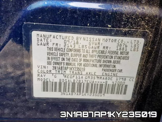 3N1AB7AP1KY235019 фото 2
