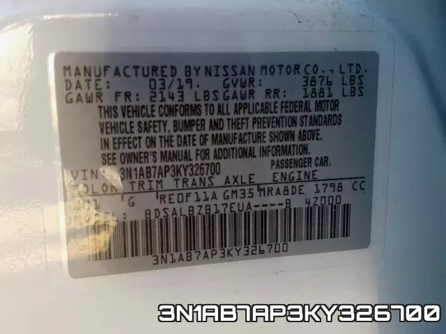 3N1AB7AP3KY326700 фото 2