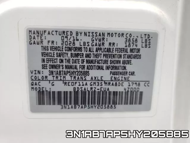 3N1AB7AP5HY205885 фото 2