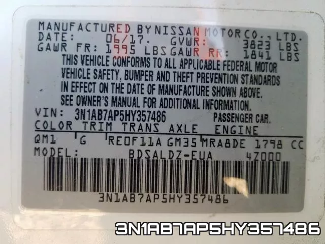 3N1AB7AP5HY357486 фото 2