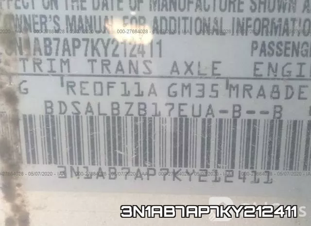 3N1AB7AP7KY212411 фото 10