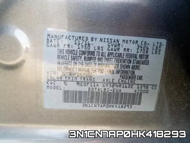 3N1CN7AP0HK418293 фото 2