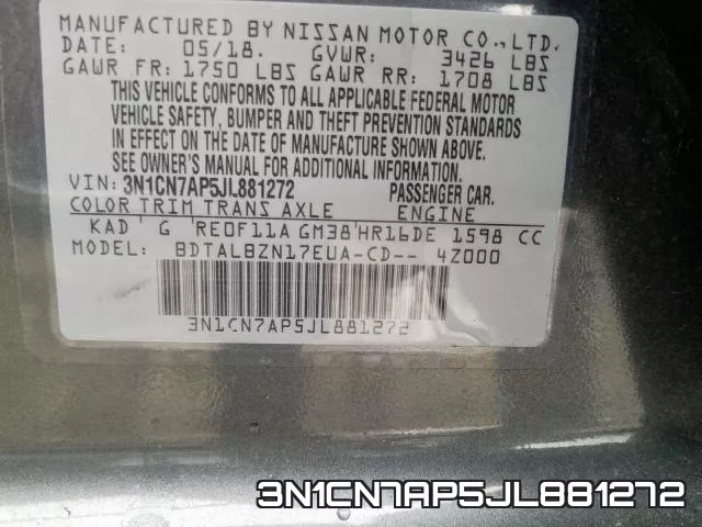 3N1CN7AP5JL881272 фото 2