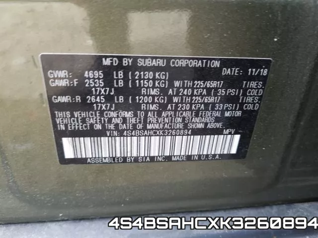 4S4BSAHCXK3260894 фото 2