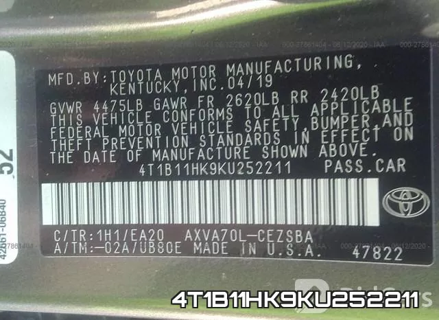 4T1B11HK9KU252211 фото 10
