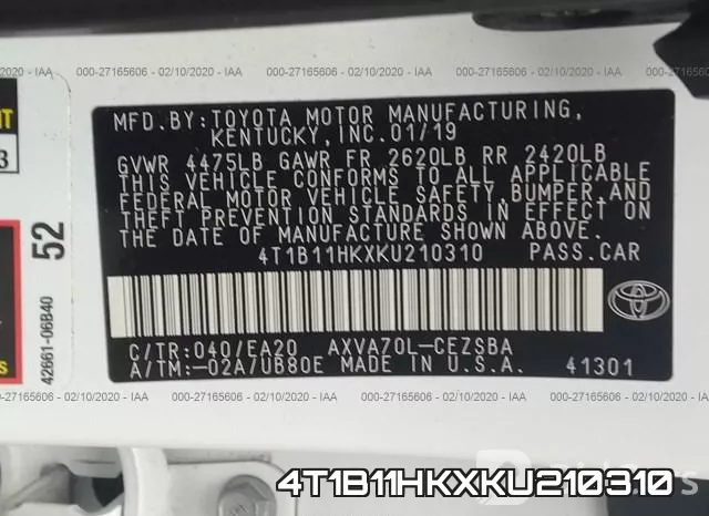 4T1B11HKXKU210310 фото 10