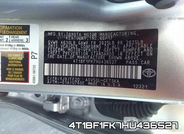 4T1BF1FK7HU436527 фото 10