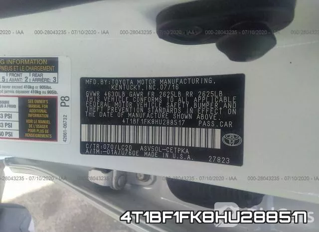 4T1BF1FK8HU288517 фото 9