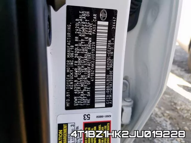 4T1BZ1HK2JU019228 фото 2