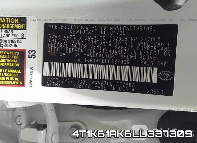 4T1K61AK6LU337309 фото 10