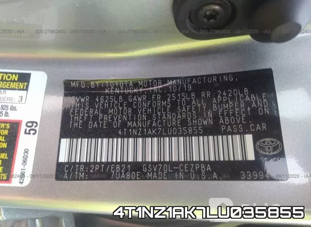 4T1NZ1AK7LU035855 фото 10