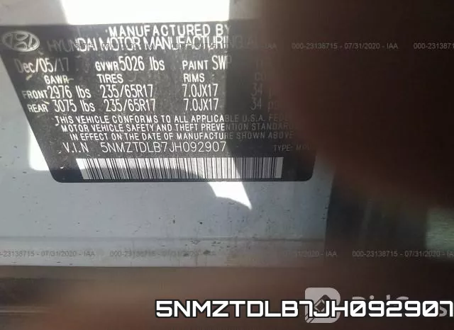 5NMZTDLB7JH092907 фото 10