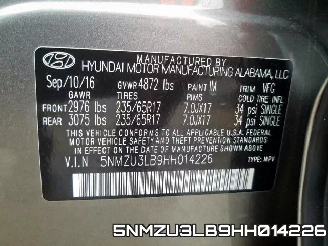 5NMZU3LB9HH014226 фото 2