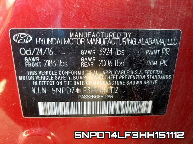 5NPD74LF3HH151112 фото 2