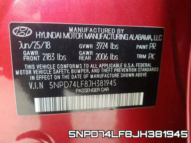 5NPD74LF8JH381945 фото 2