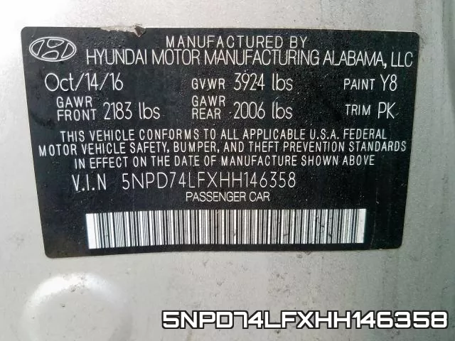 5NPD74LFXHH146358 фото 2