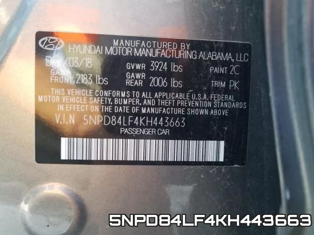 5NPD84LF4KH443663 фото 2