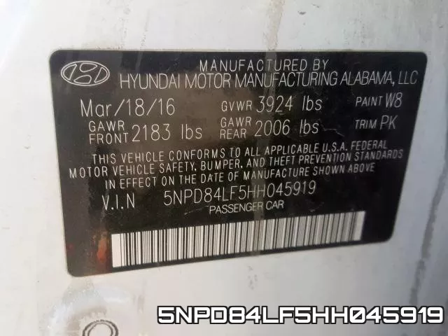 5NPD84LF5HH045919 фото 2
