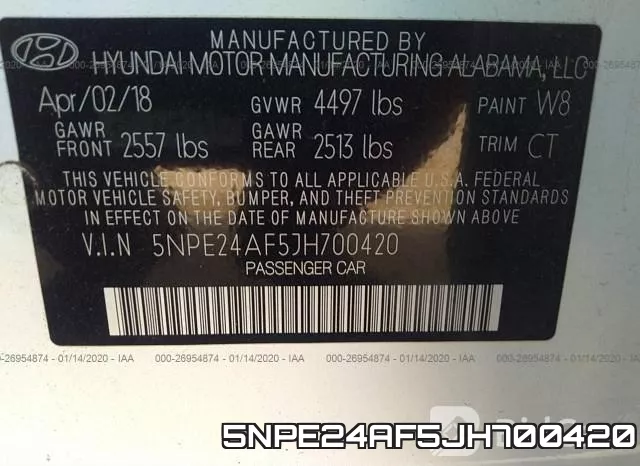 5NPE24AF5JH700420 фото 10