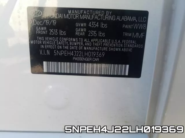 5NPEH4J22LH019369 фото 2
