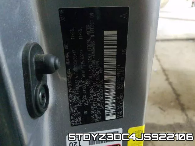 5TDYZ3DC4JS922106 фото 2