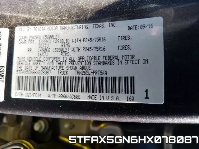 5TFAX5GN6HX078087 фото 2