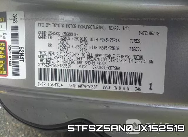 5TFSZ5AN0JX152519 фото 10