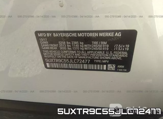 5UXTR9C55JLC72477 фото 10