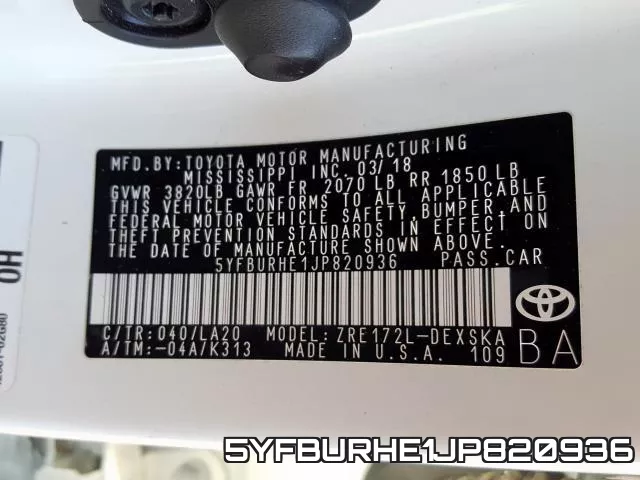 5YFBURHE1JP820936 фото 2
