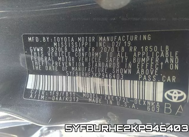 5YFBURHE2KP946403 фото 10