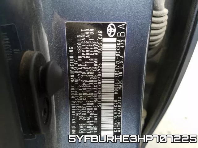 5YFBURHE3HP707225 фото 2
