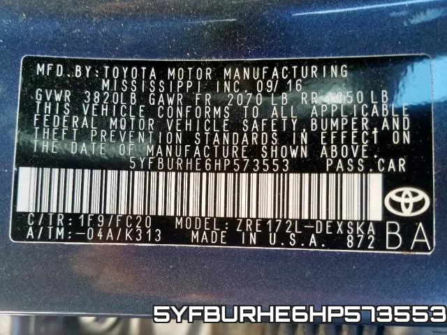 5YFBURHE6HP573553 фото 2