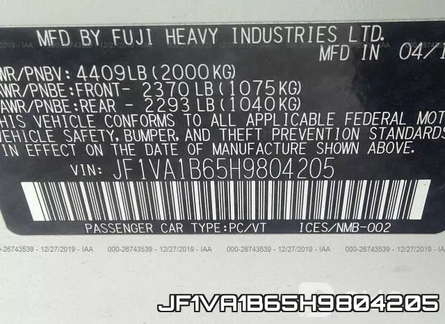 JF1VA1B65H9804205 фото 10