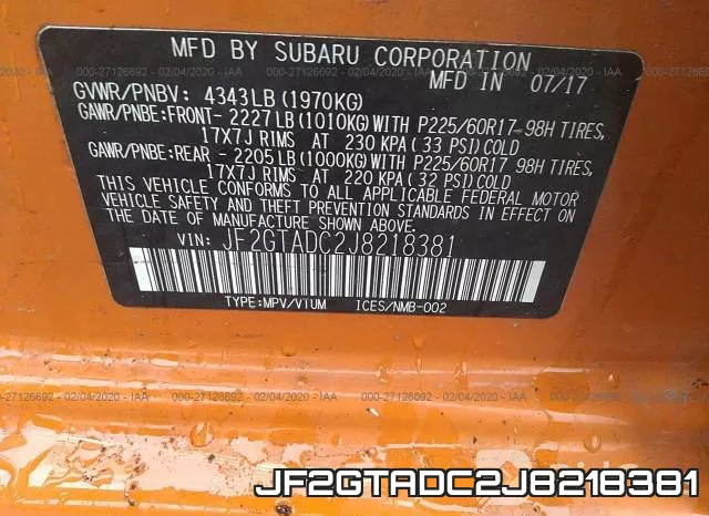 JF2GTADC2J8218381 фото 10