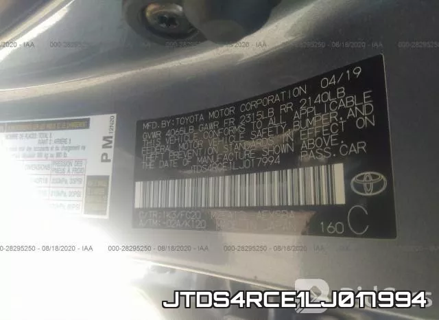 JTDS4RCE1LJ017994 фото 10