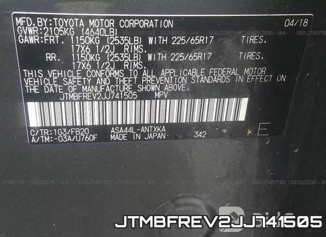JTMBFREV2JJ741505 фото 10