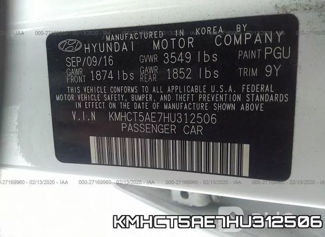 KMHCT5AE7HU312506 фото 10