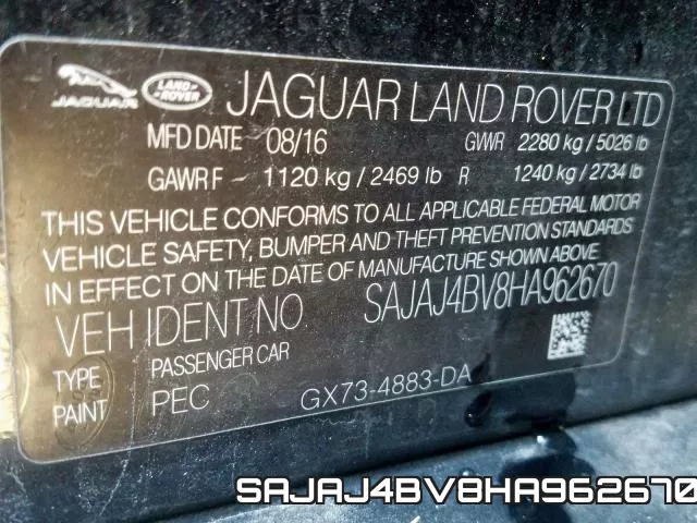 SAJAJ4BV8HA962670 фото 2