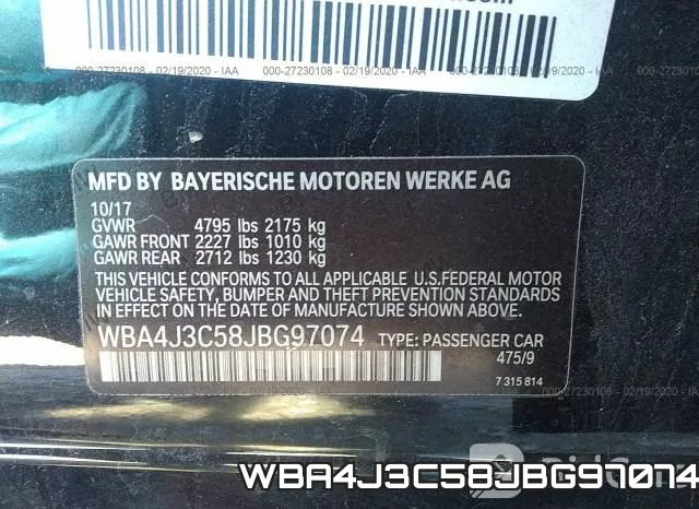 WBA4J3C58JBG97074 фото 10