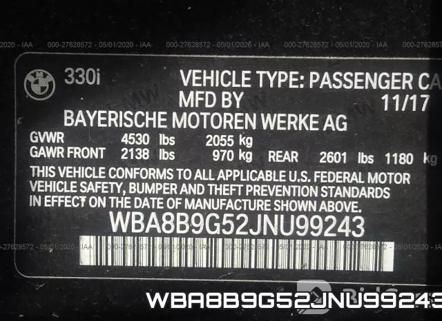 WBA8B9G52JNU99243 фото 10