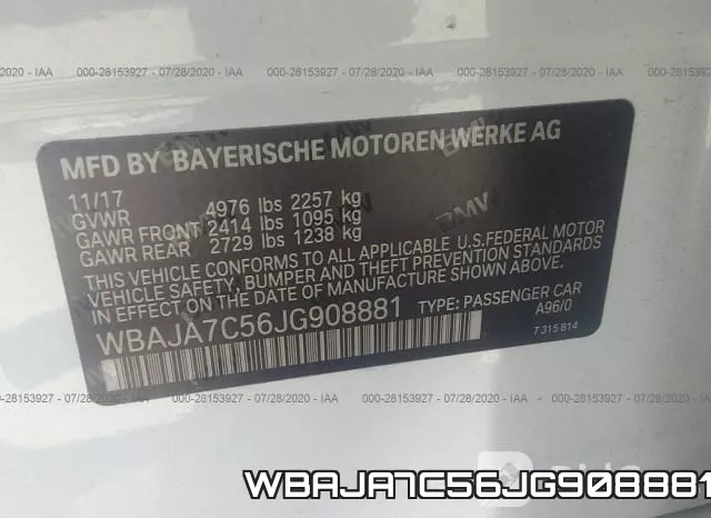 WBAJA7C56JG908881 фото 10