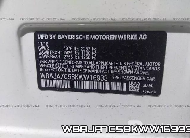 WBAJA7C58KWW16933 фото 10