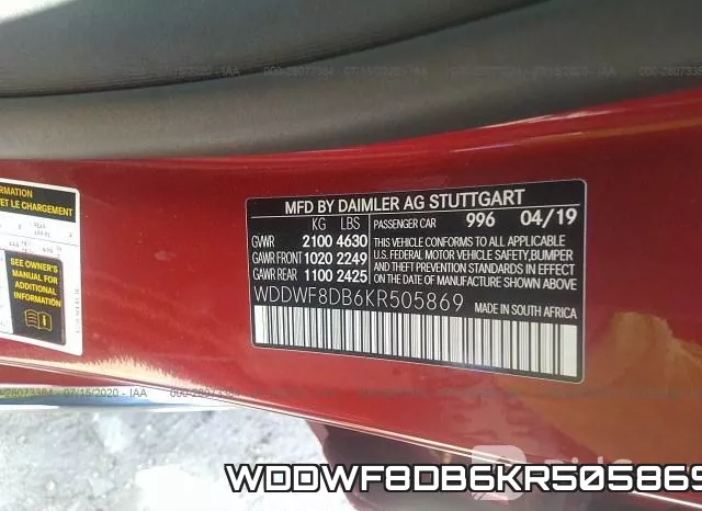 WDDWF8DB6KR505869 фото 10
