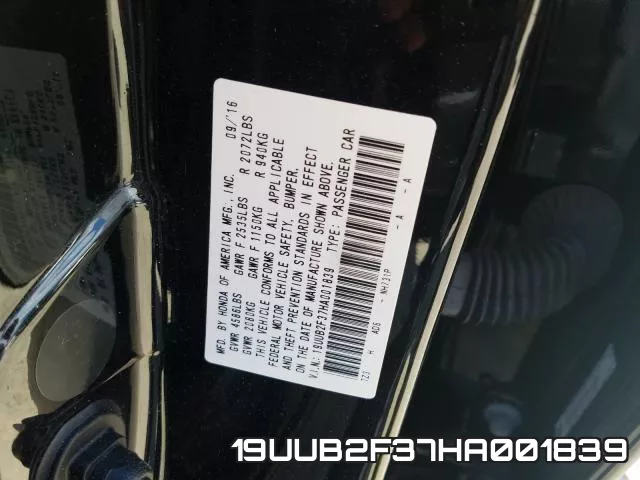 19UUB2F37HA001839 фото 2