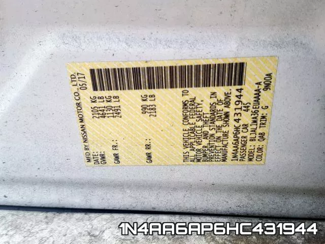 1N4AA6AP6HC431944 фото 2