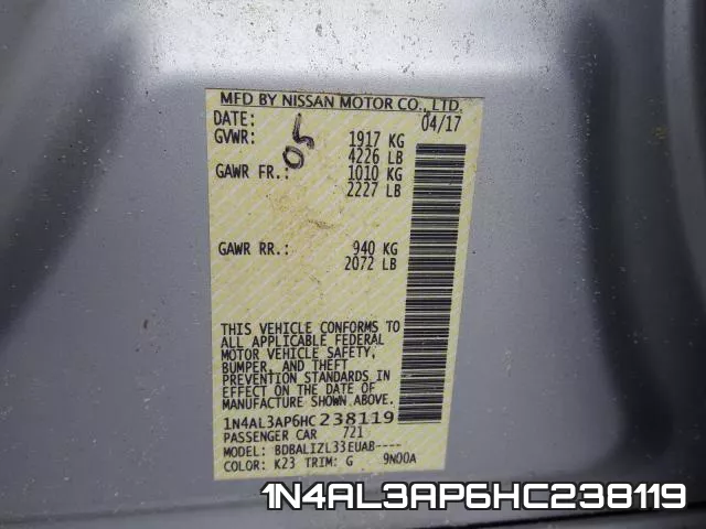 1N4AL3AP6HC238119 фото 2